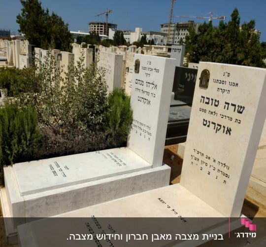 מצבות עם כיתוב בעברית בבית קברות